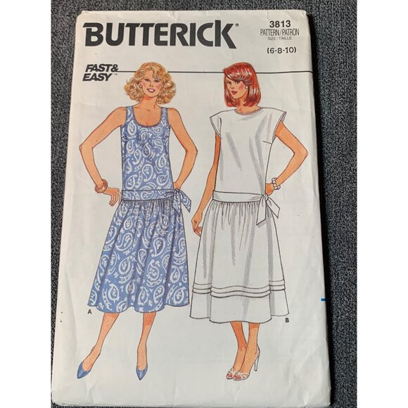 Butterick 3813 Sewing Pattern Women's Dress Sizes 6-8-10 Fast & Easy Two Styles - Picture 1 of 2